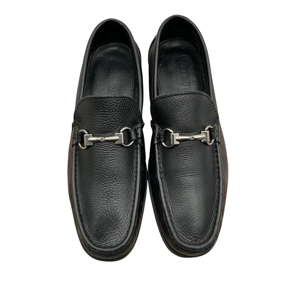 Sandro Moscoloni Malibu Black Pebbled Leather Bit Loafers Mens 10D Made in Spain